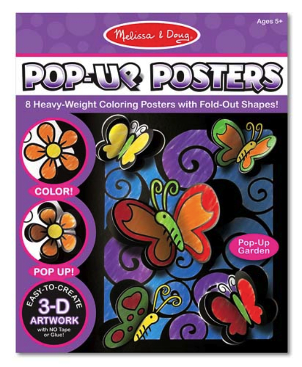 Melissa & Doug รุ่น 5282 ป๊อปอัพสมุดระบายสี รูปผีเสื้อ ส่งเสริมความสนใจทางด้านศิลปะ Pop-up Posters On-The-Go Activity - Butterflies
